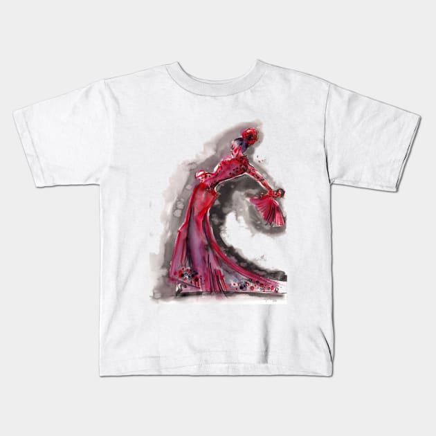 Flamenco Dancer Kids T-Shirt by anadeestyle